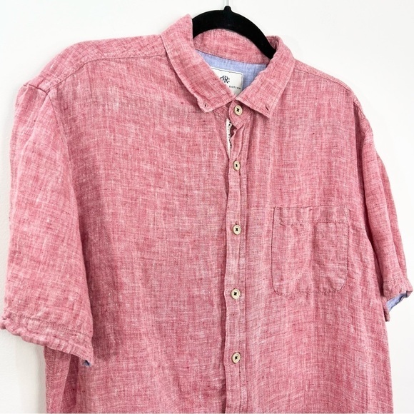Report Collection Resort 100% linen red short sleeve top L - Picture 1 of 9